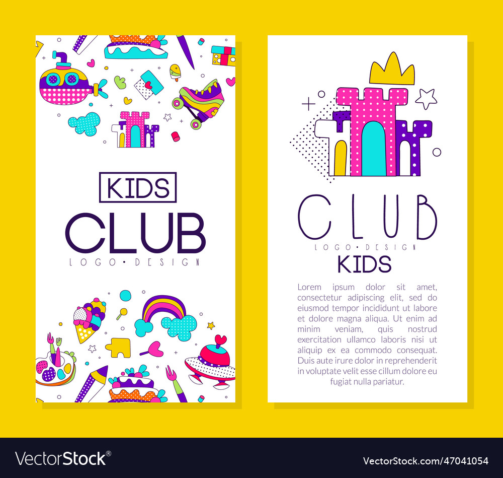 Kids Club Flyer Template Education Playroom Vector Image