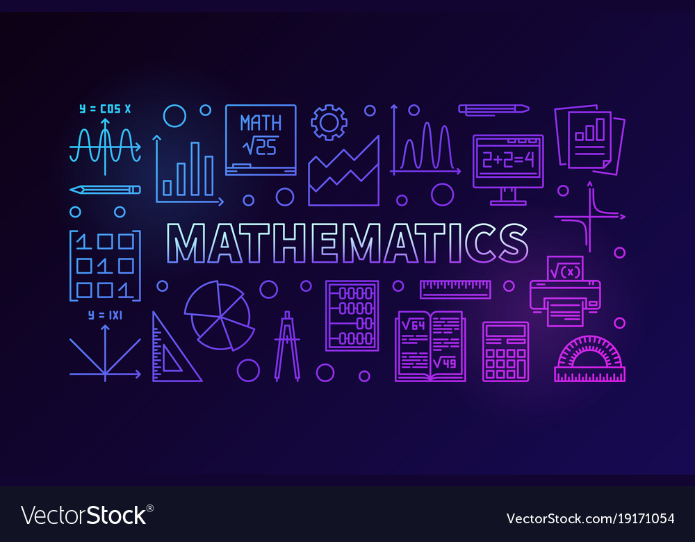 Mathematics line colorful horizontal banner Vector Image