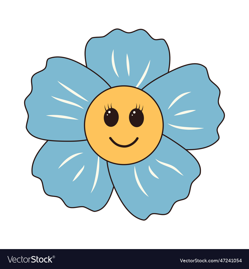 Retro groovy hand drawn daisy flower character Vector Image