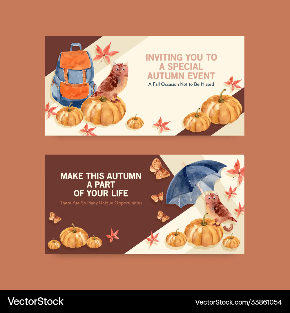 Twitter template with autumn daily concept design Vector Image