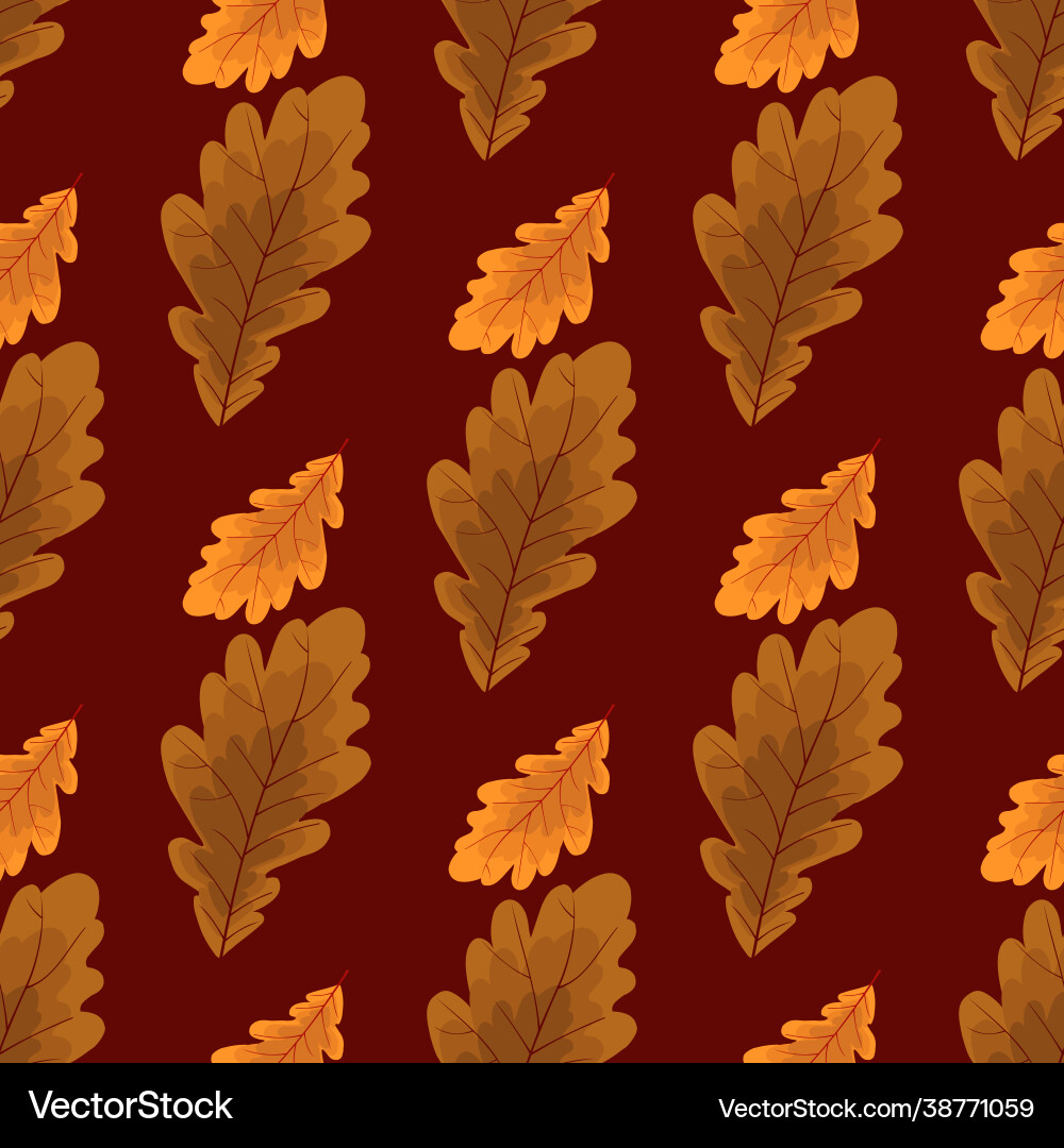 Autumn seamless pattern with oak leaves Royalty Free Vector