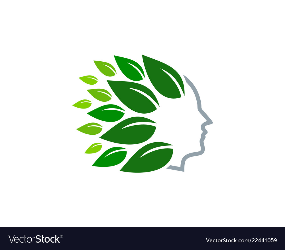 Eco human head logo icon design Royalty Free Vector Image