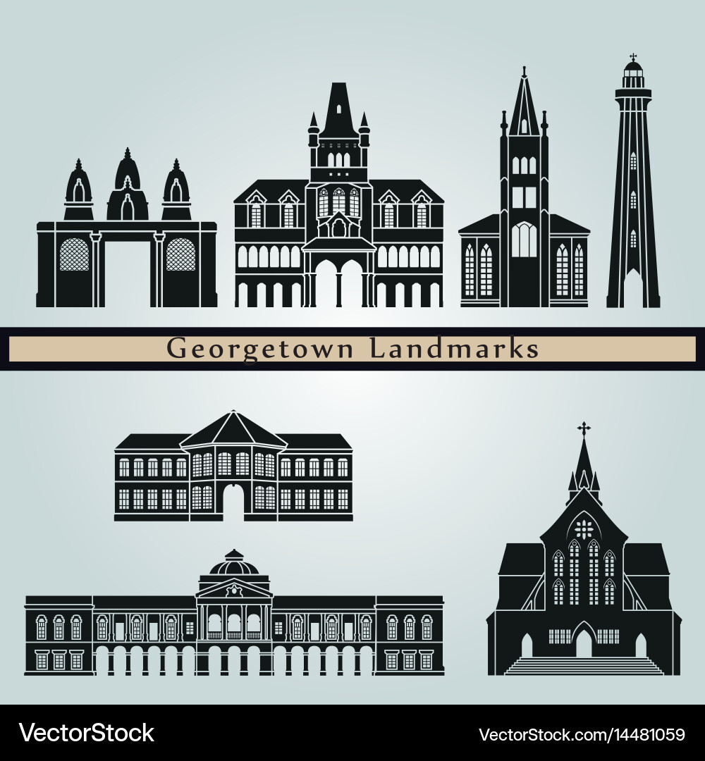 Georgetown skyline landmarks Royalty Free Vector Image