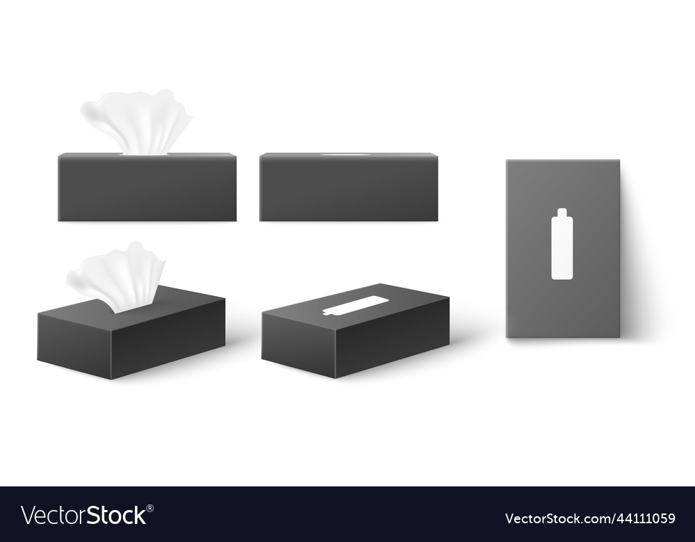 Package mockup set of tissue boxes realistic 3d Vector Image