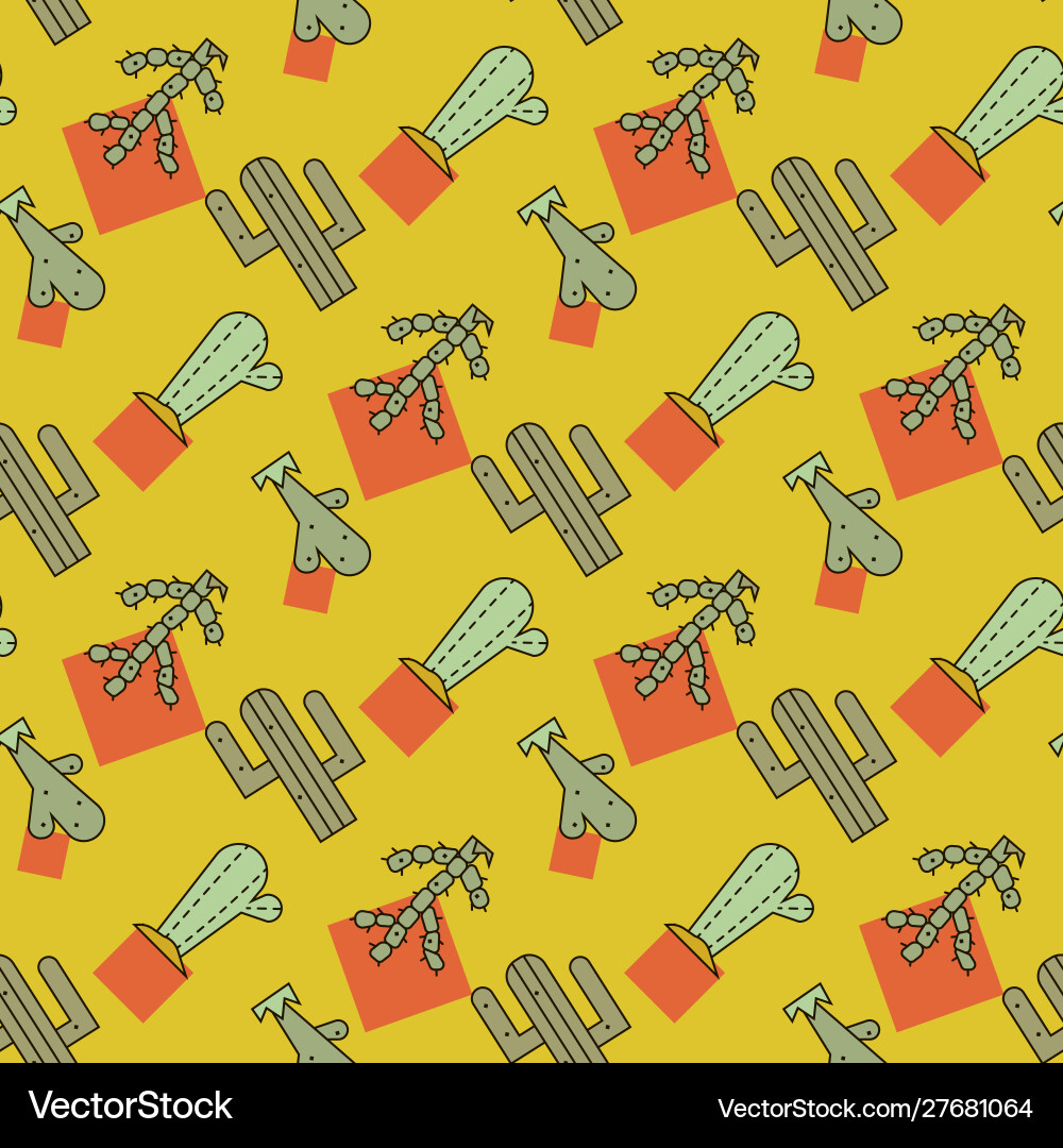 Cactus seamless pattern Royalty Free Vector Image