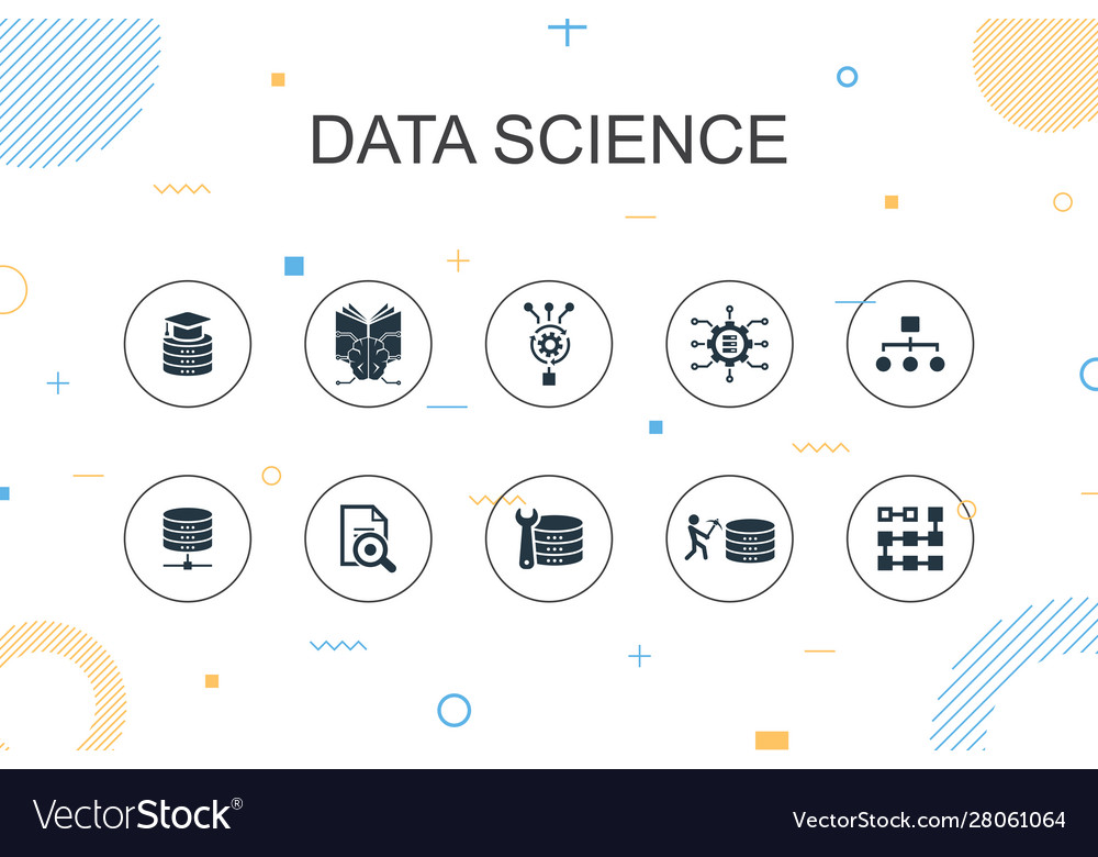 Data science trendy infographic template thin Vector Image