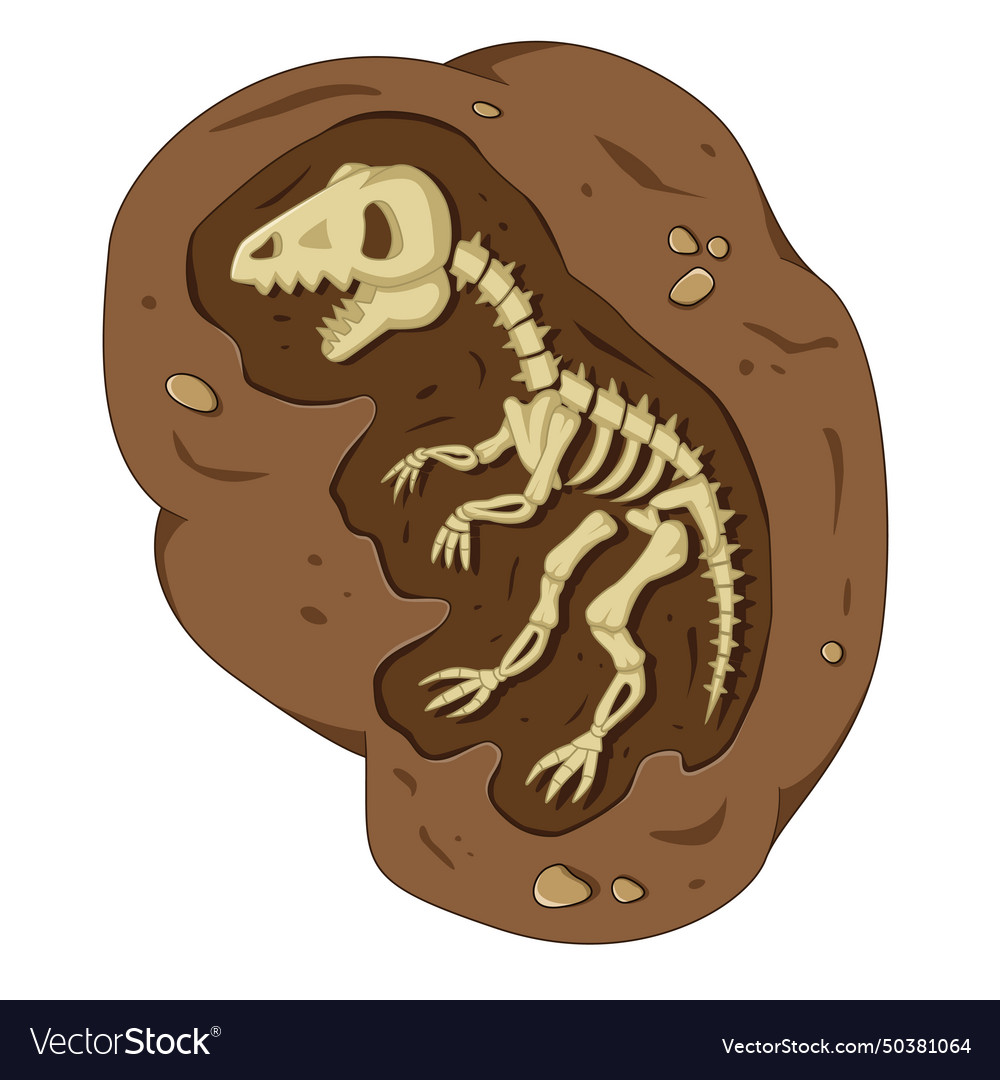 Dinosaur fossil skeleton in the soil Royalty Free Vector