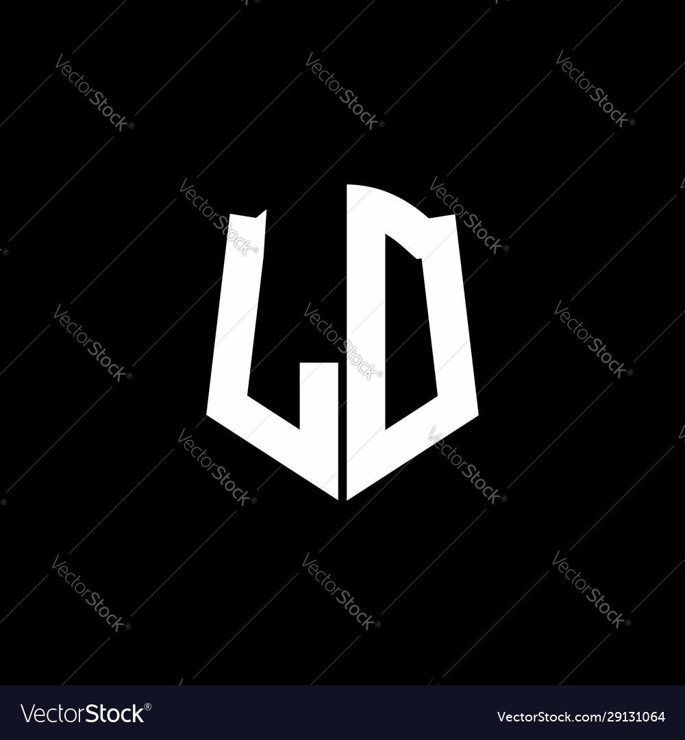 Ld monogram letter logo ribbon with shield style Vector Image