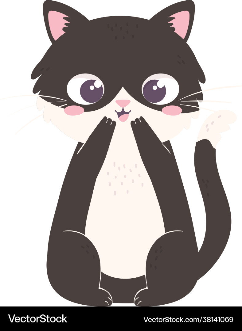Black and white cat Royalty Free Vector Image - VectorStock