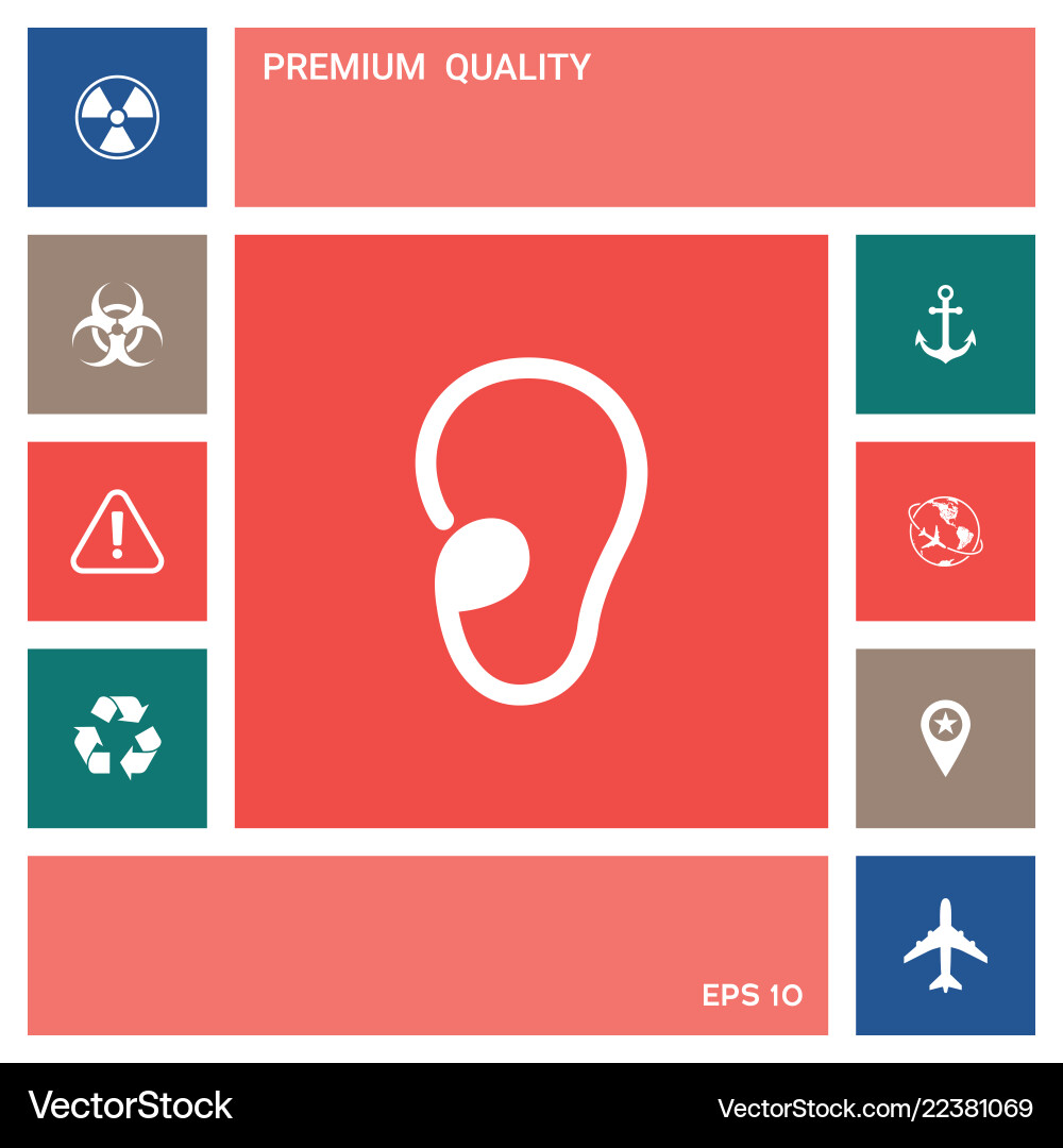 Ear symbol icon elements for your design Vector Image