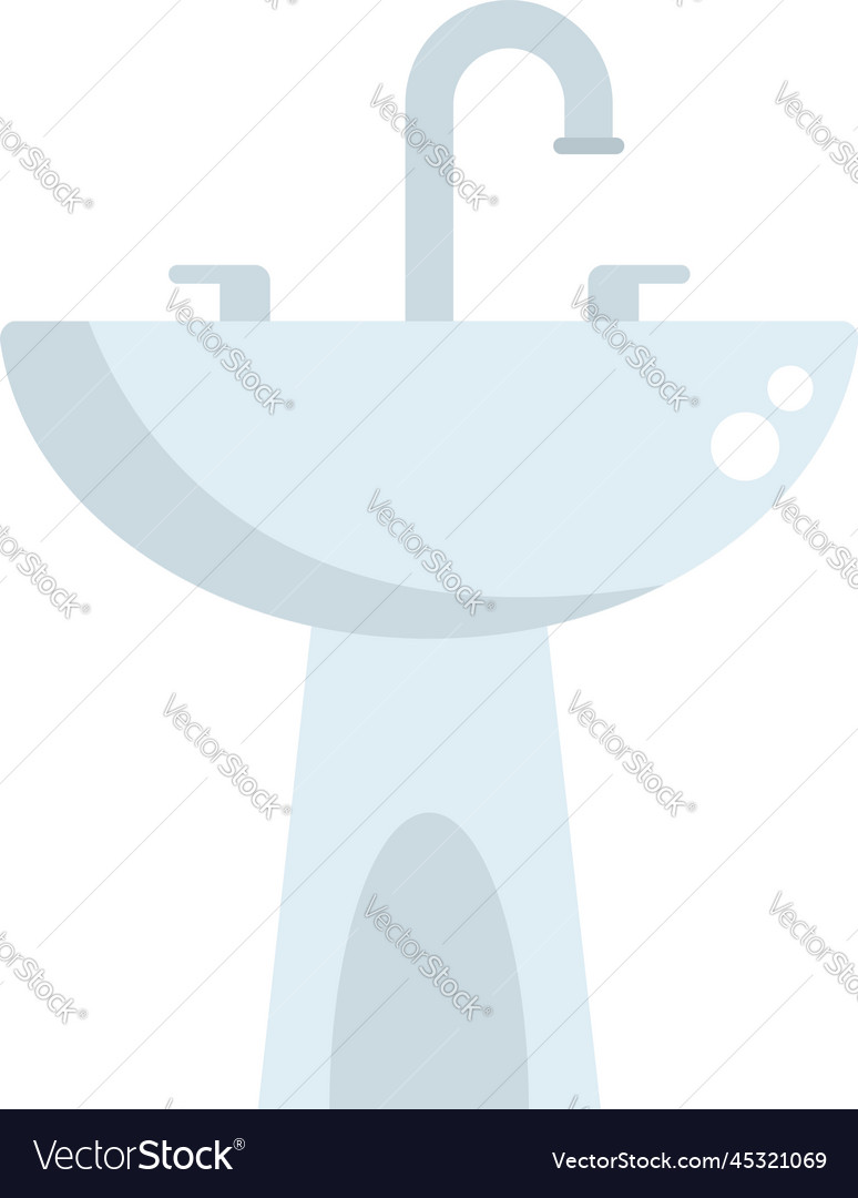 Faucet basin icon flat water pipeline Royalty Free Vector