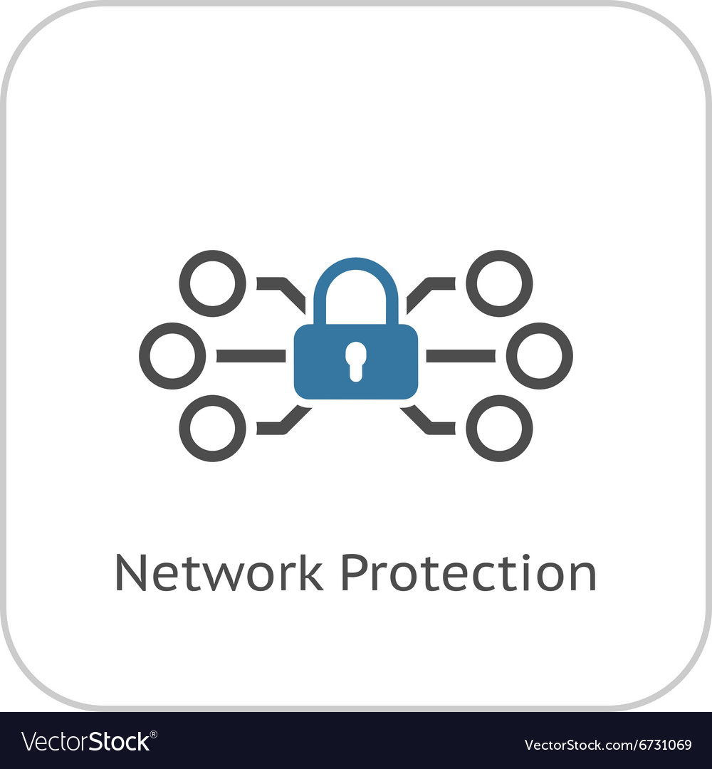 Network protection icon flat design Royalty Free Vector