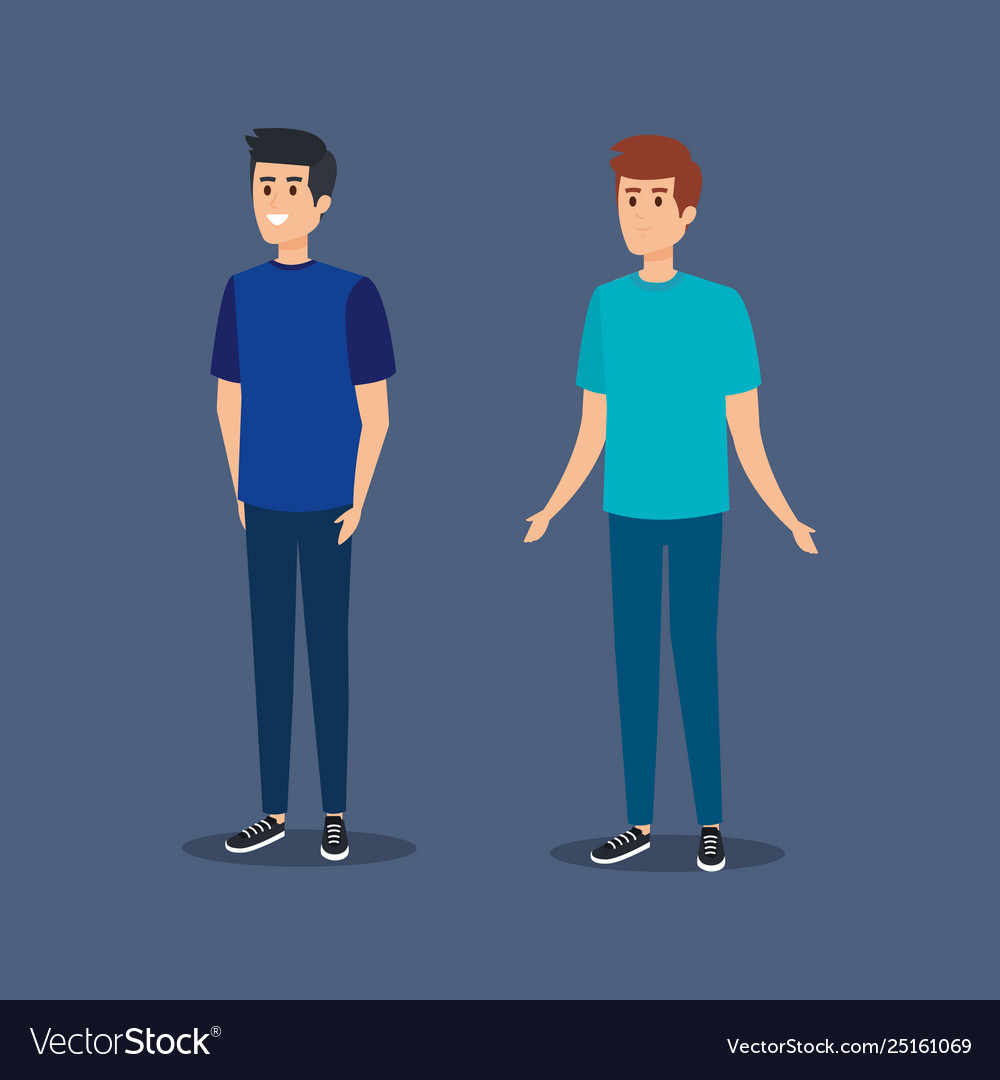 Nice Boys With Casual Clothes And Hairstyle Vector Image