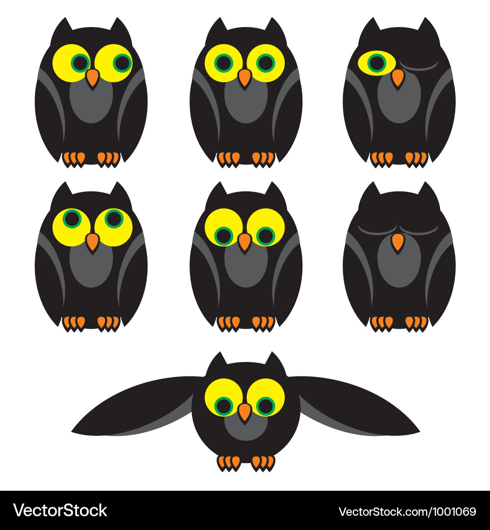 Owl set Royalty Free Vector Image - VectorStock