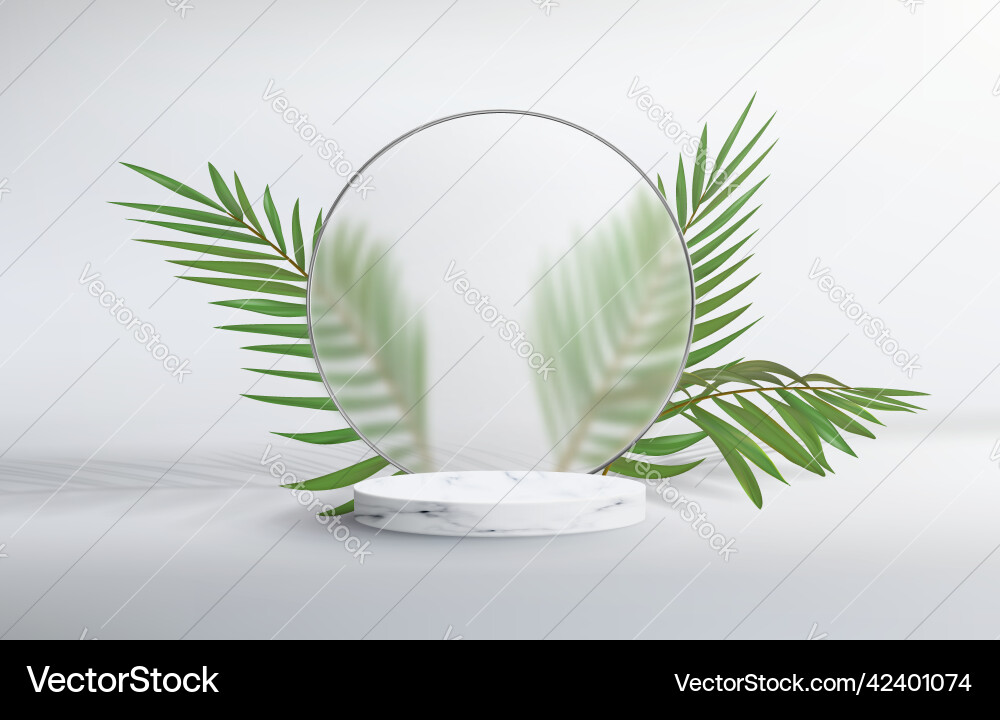 Abstract background with marble pedestal round Vector Image