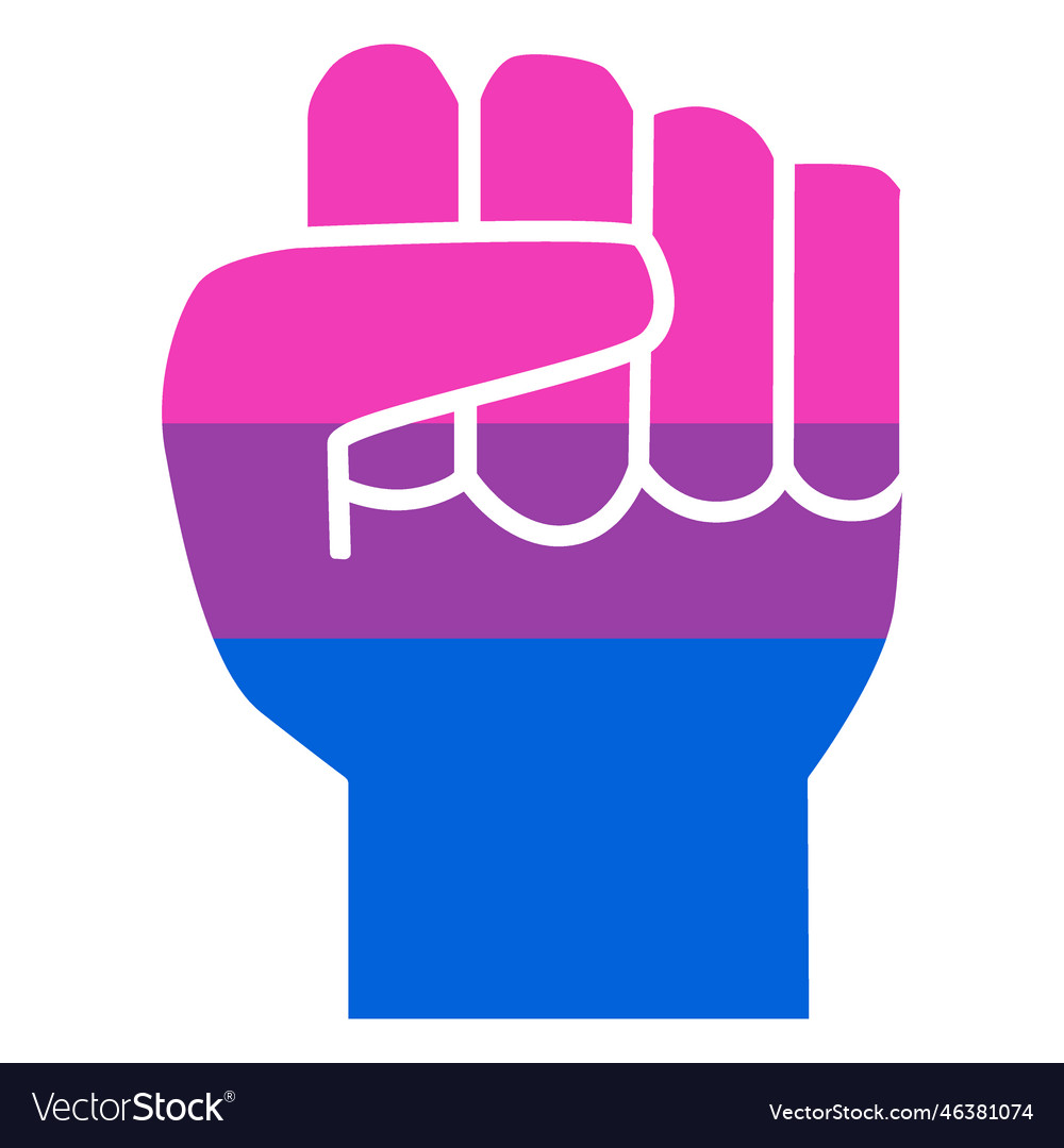 Bisexual hand finger fist stripe flat Royalty Free Vector