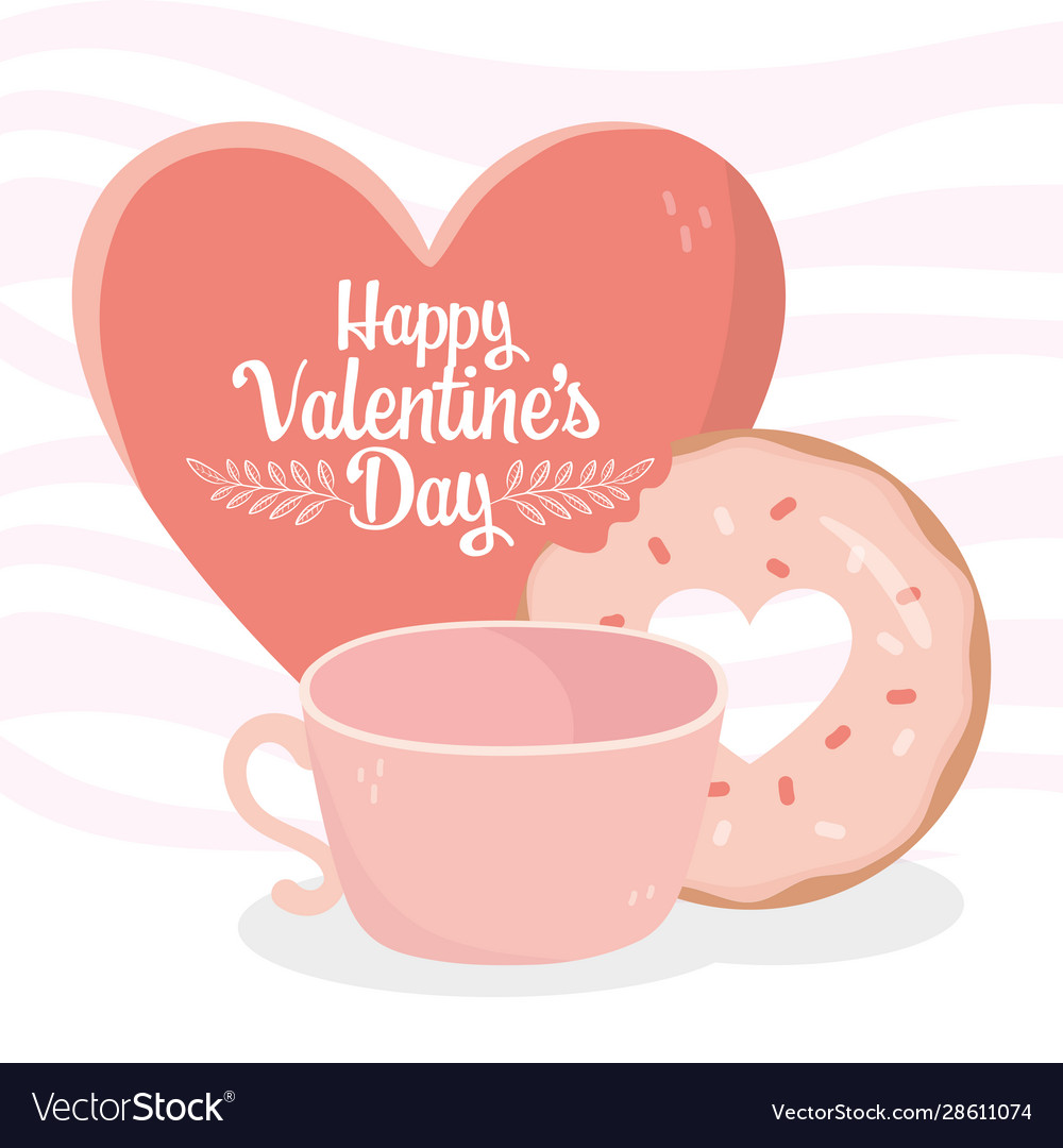 Happy valentines day heart love sweet donut Vector Image