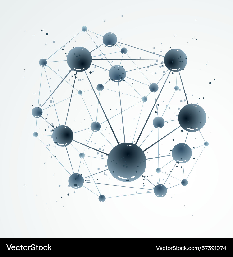 Molecules abstract background 3d dimensional Vector Image