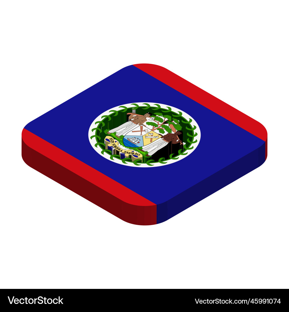 Rounded square isometric flag of belize Royalty Free Vector
