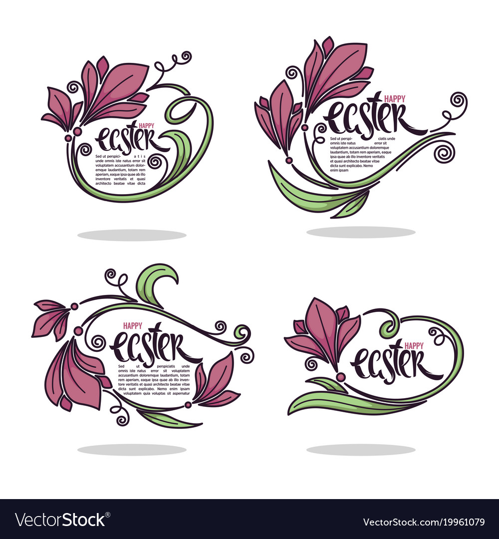 happy easter greeting floral template design vector image