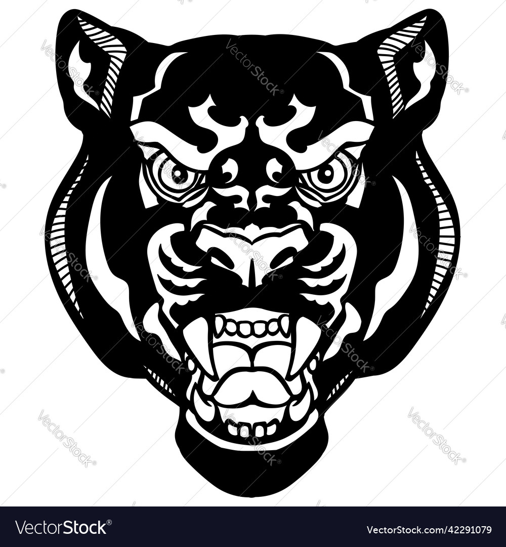 Head of the panther black and white Royalty Free Vector