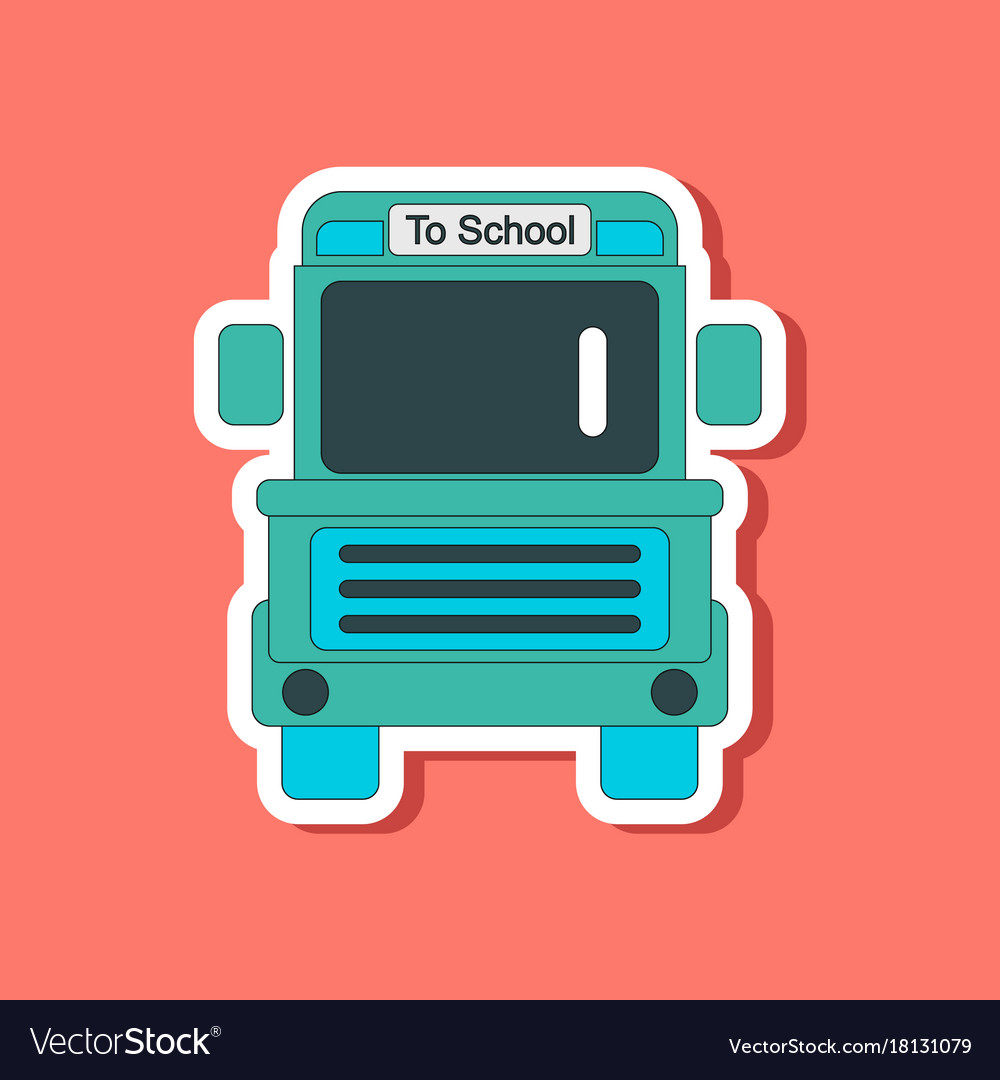 Paper Sticker On Stylish Background School Bus Vector Image