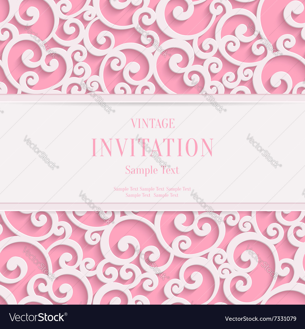 pink 3d vintage valentines or invitation valentines invitation wording