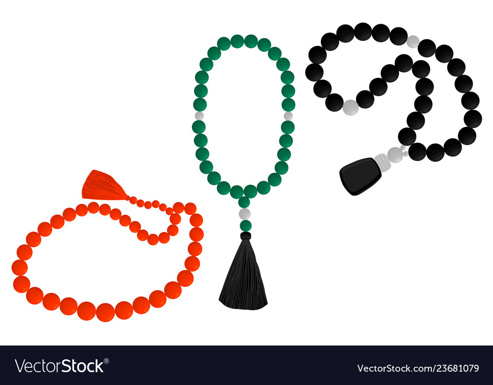 Set different types of beads for rosary with Vector Image