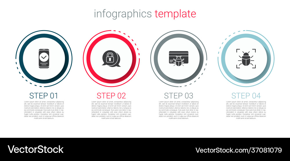 Set smartphone cyber security system bug Vector Image