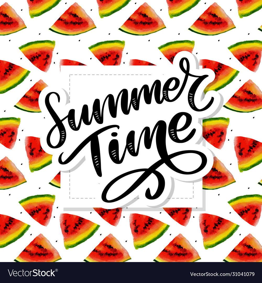 Summer time watermelon seamless watercolor Vector Image