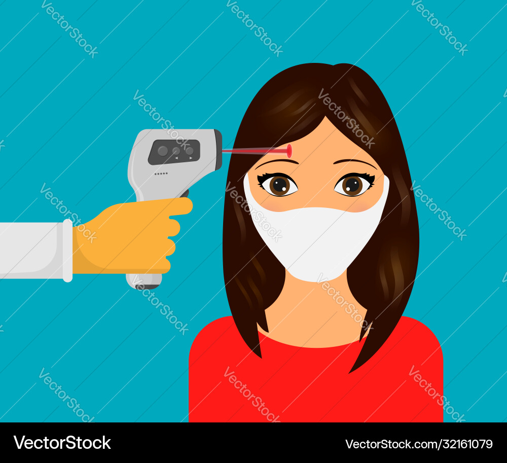 Temperature check doctor holding a non-contact Vector Image