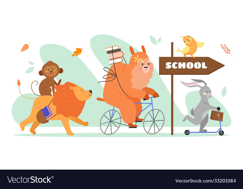 Animals go to school cartoon Royalty Free Vector Image Animals go to school cartoon Royalty Free Vector Image