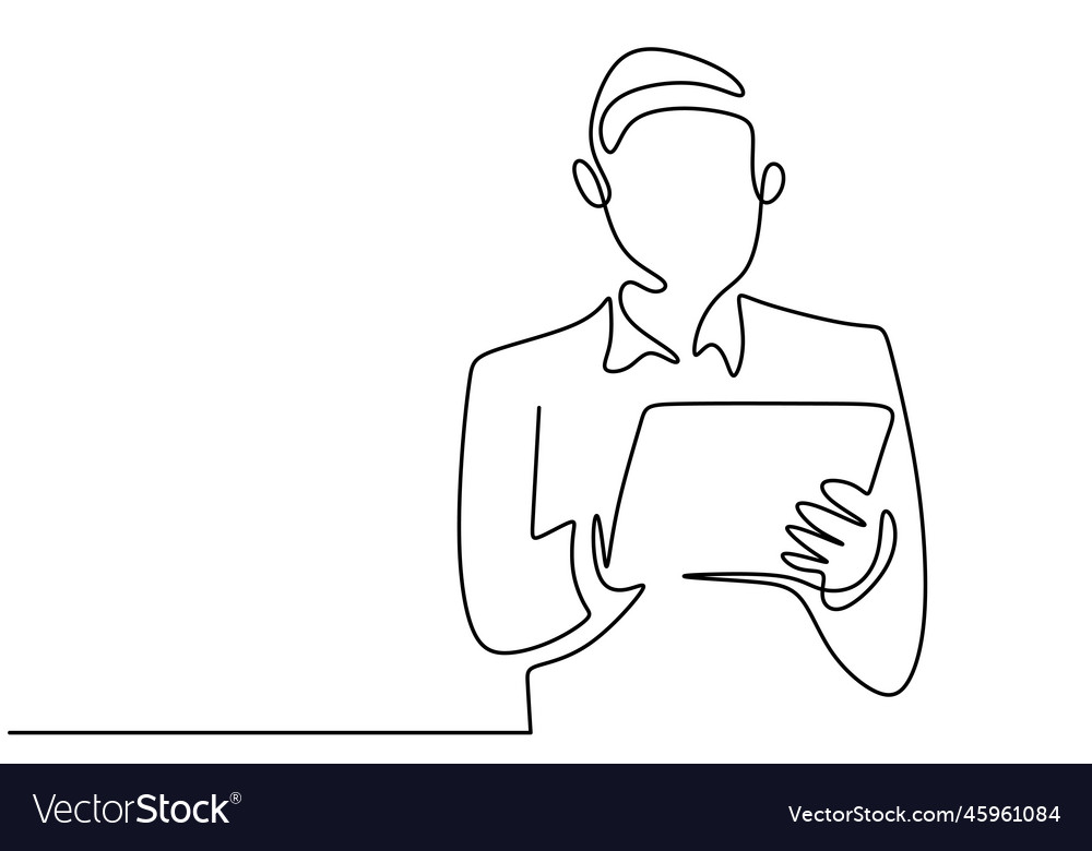 Continuous single line drawing of young Royalty Free Vector