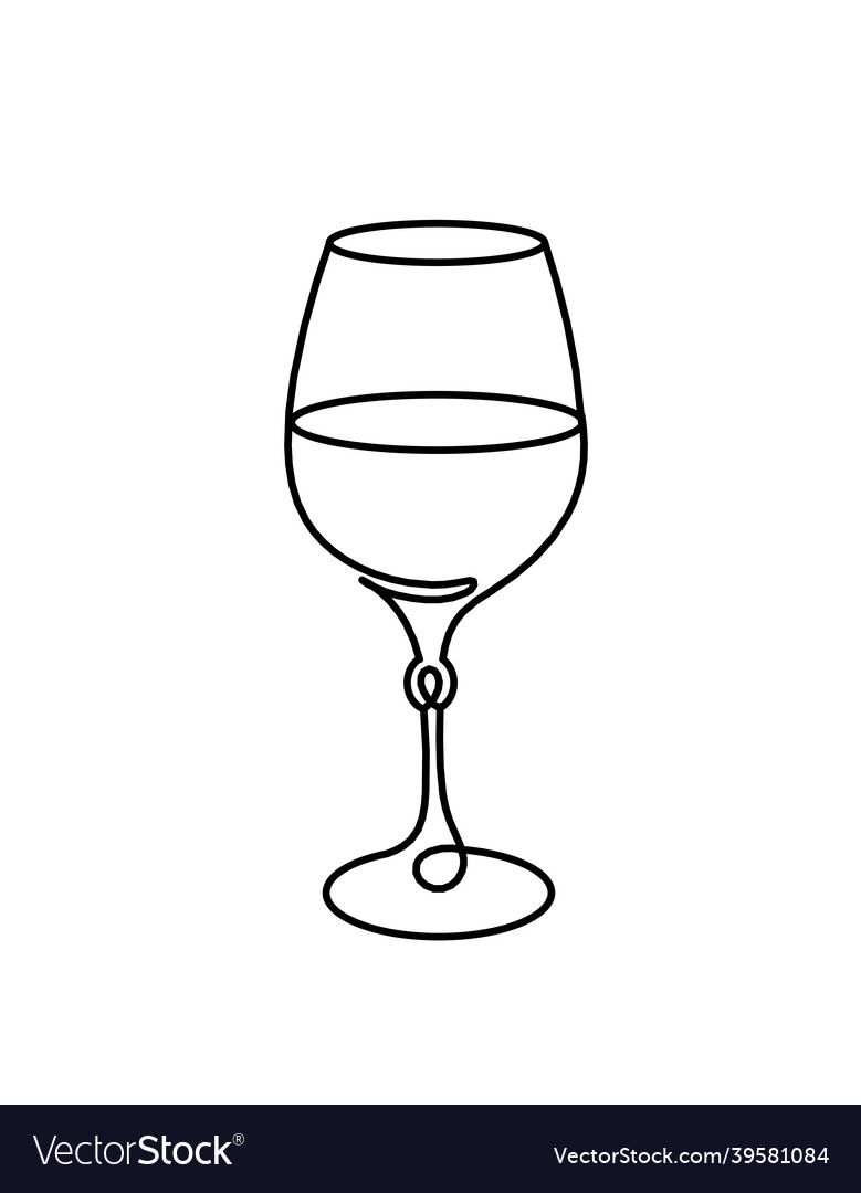 Drawing line wineglass on the white background Vector Image