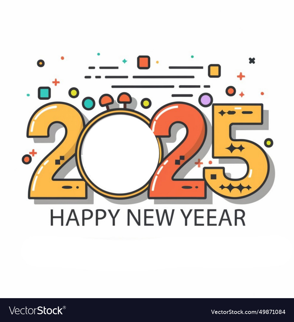 Happy new year 2025 text design Royalty Free Vector Image