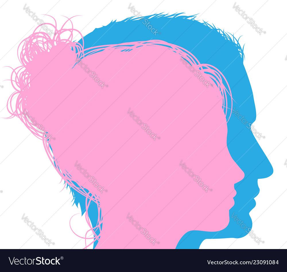 Man And Woman Faces Silhouettes Royalty Free Vector Image