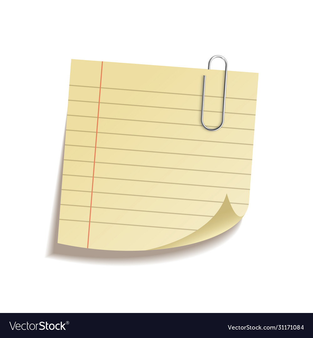 Realistic sticky note sheet blank lined paper