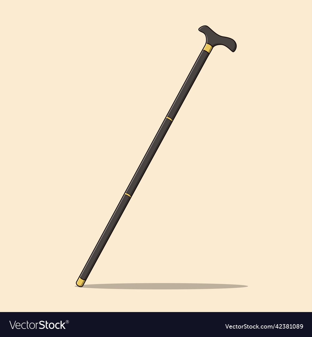 Gentleman cane icon accessories flat cartoon Vector Image