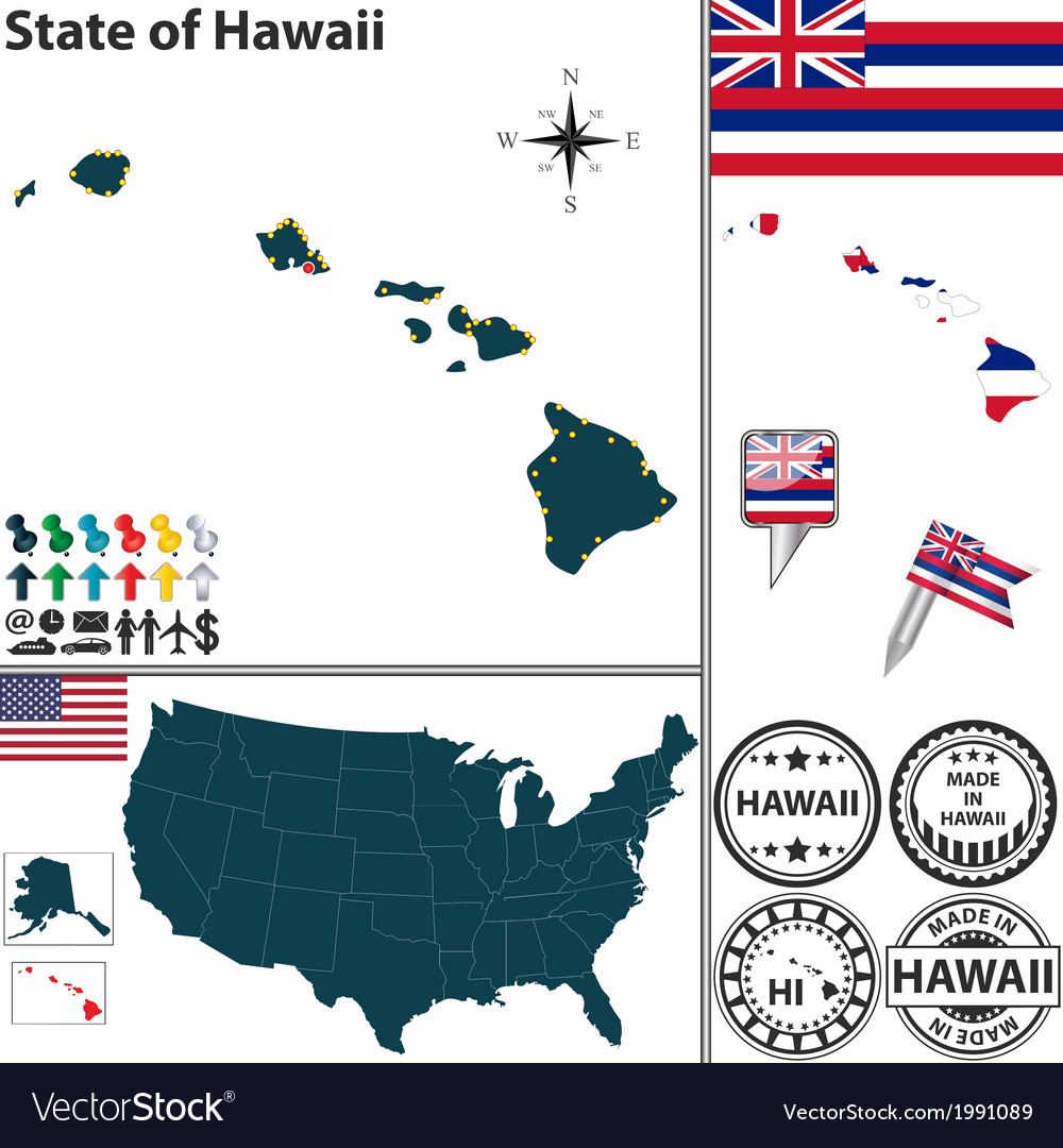 Map hawaii Royalty Free Vector Image - VectorStock