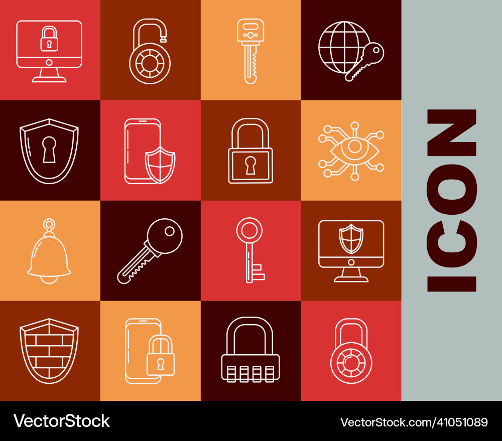Set line safe combination lock wheel computer Vector Image