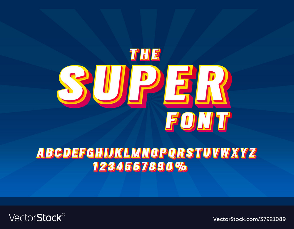 Super font set collection letters and numbers vector image Super font set collection letters and numbers