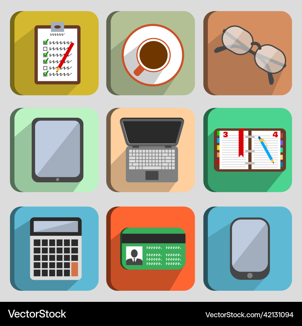 Business set workplace elements Royalty Free Vector Image