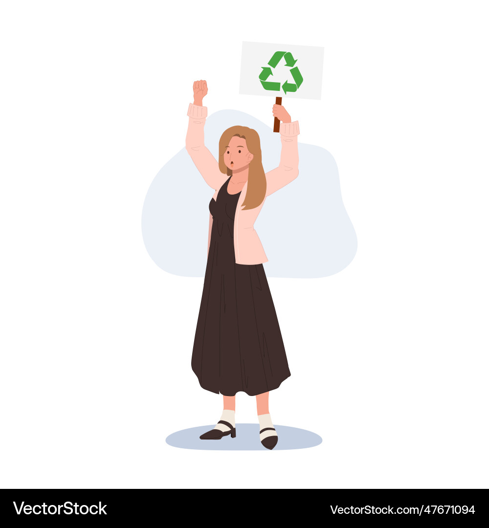 Eco activist protesting concept woman Royalty Free Vector