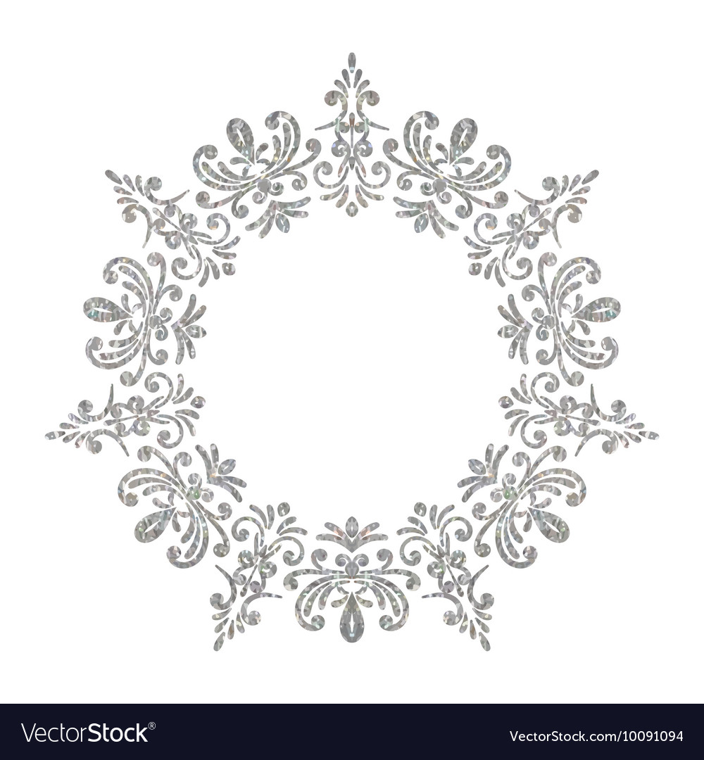 Download Elegant luxury vintage circle silver floral frame Vector Image