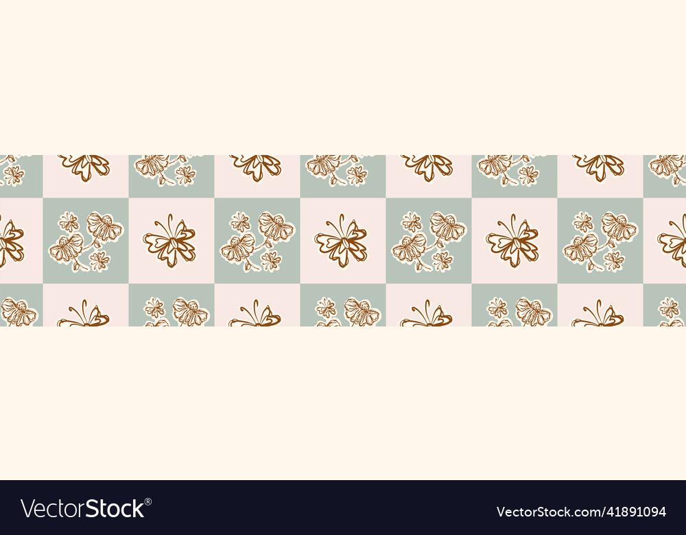 Gender neutral floral seamless border Royalty Free Vector