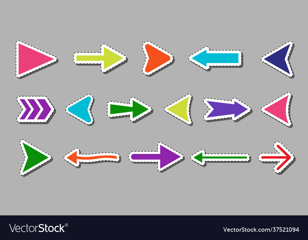 Label color arrow cursor pointer icon set on grey Vector Image
