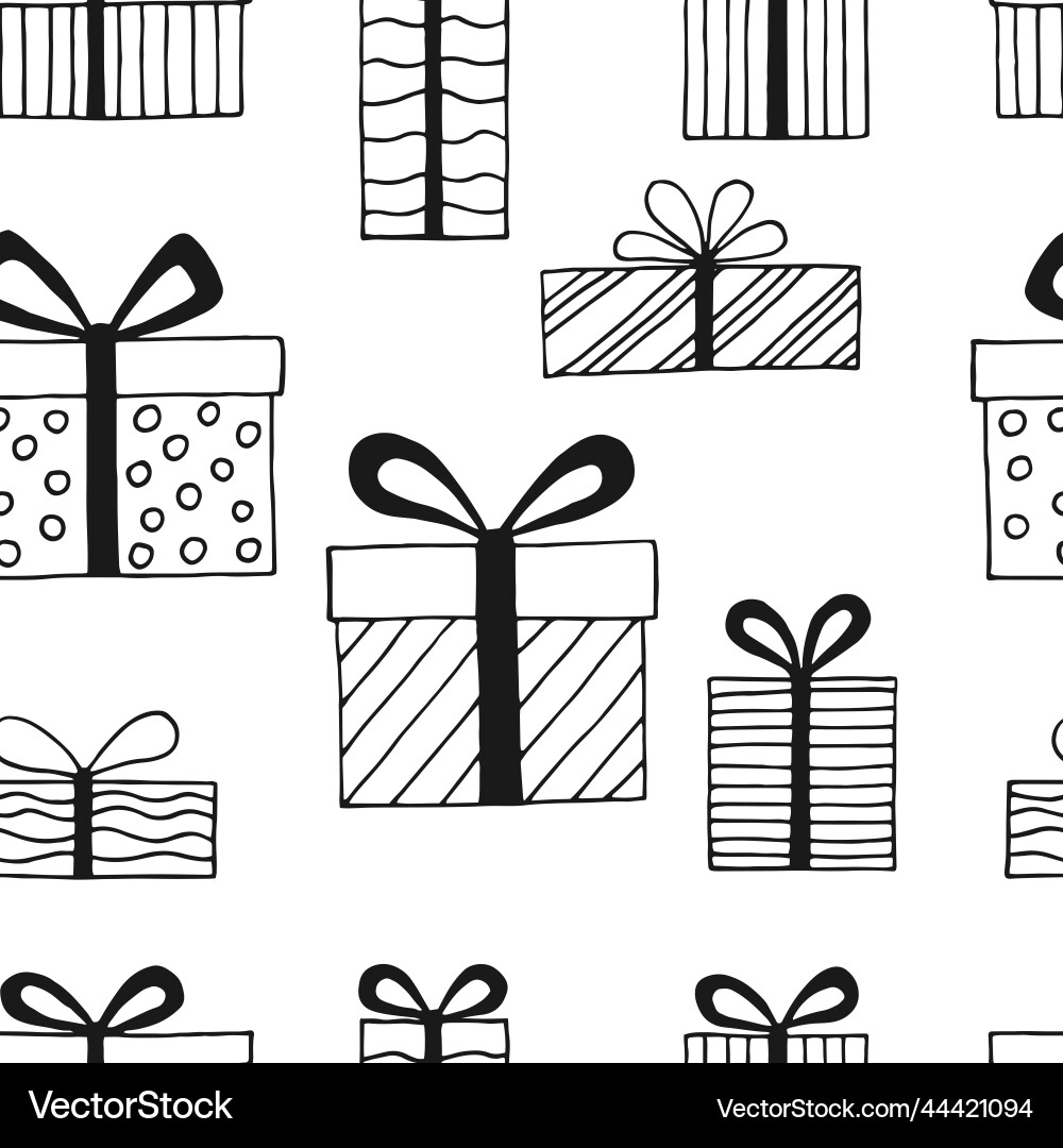 Seamless pattern with gift box with different Vector Image