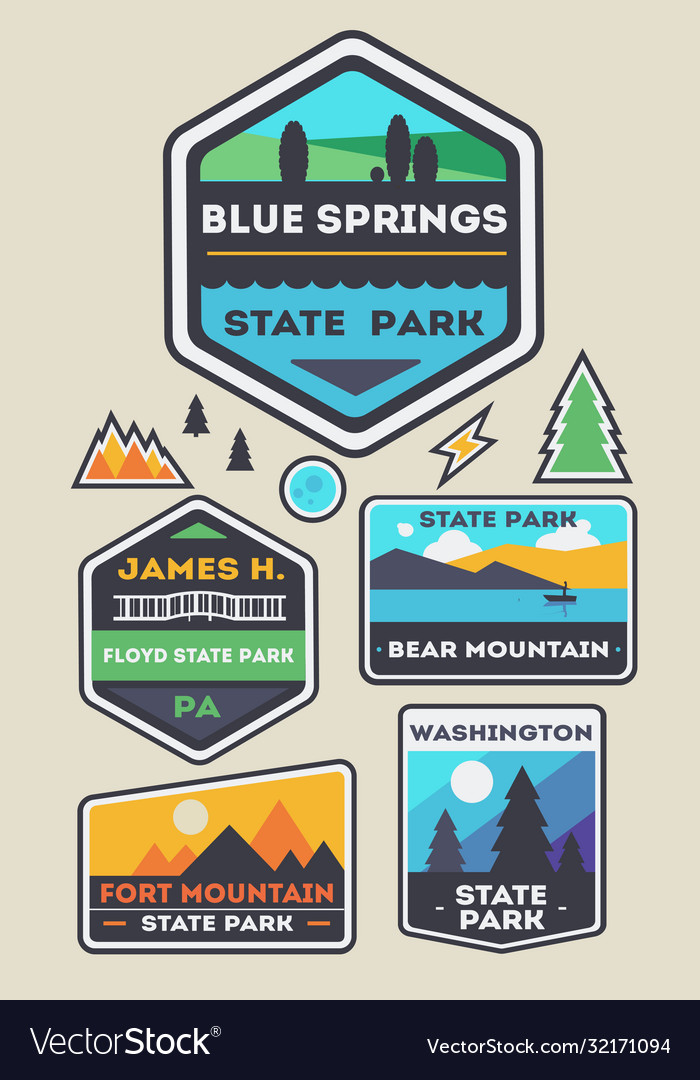 Set state park and nature logo badges Royalty Free Vector