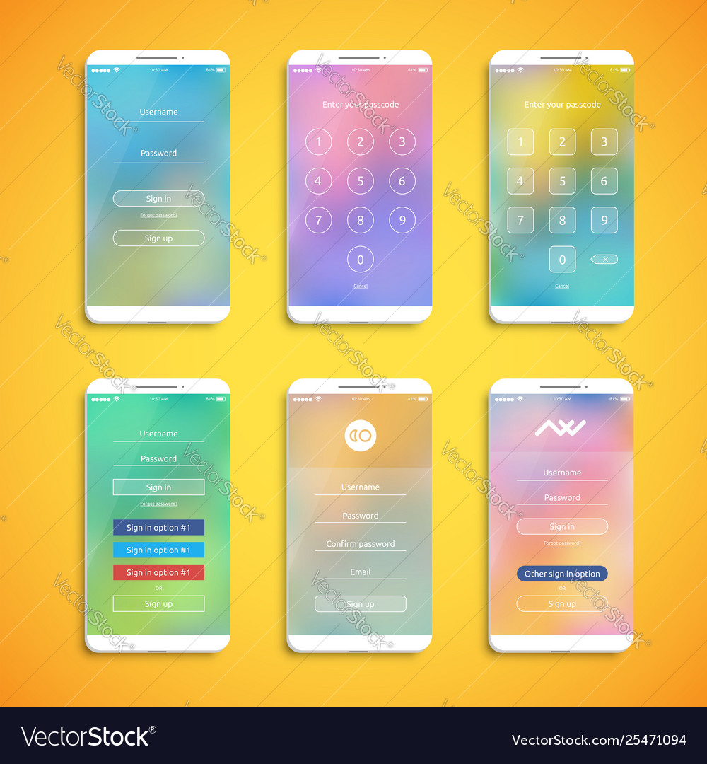 Simple and colorful ui set for smartphones Vector Image