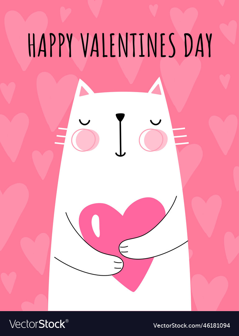 Valentines day cat poster Royalty Free Vector Image